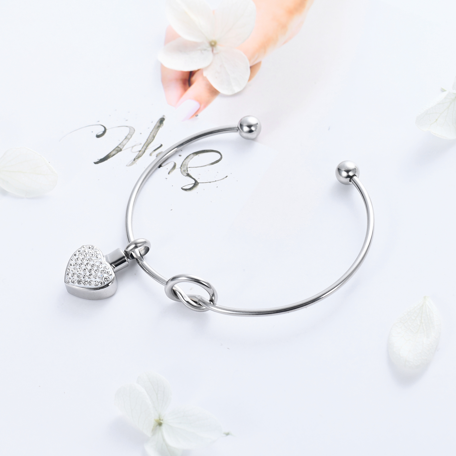 Crystal Heart Urn Bracelet Cremation Jewelry for Ashes Women Mmeorial Bracelet