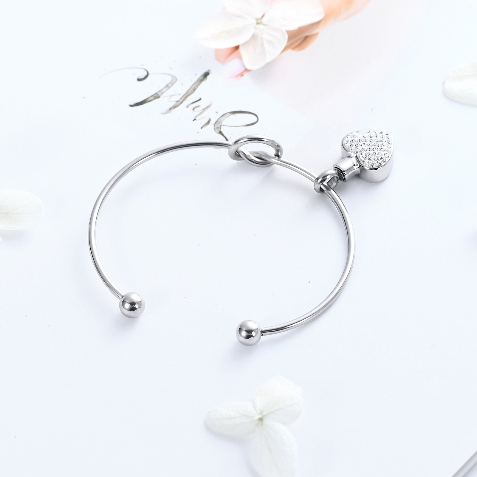 Crystal Heart Urn Bracelet Cremation Jewelry for Ashes Women Mmeorial Bracelet