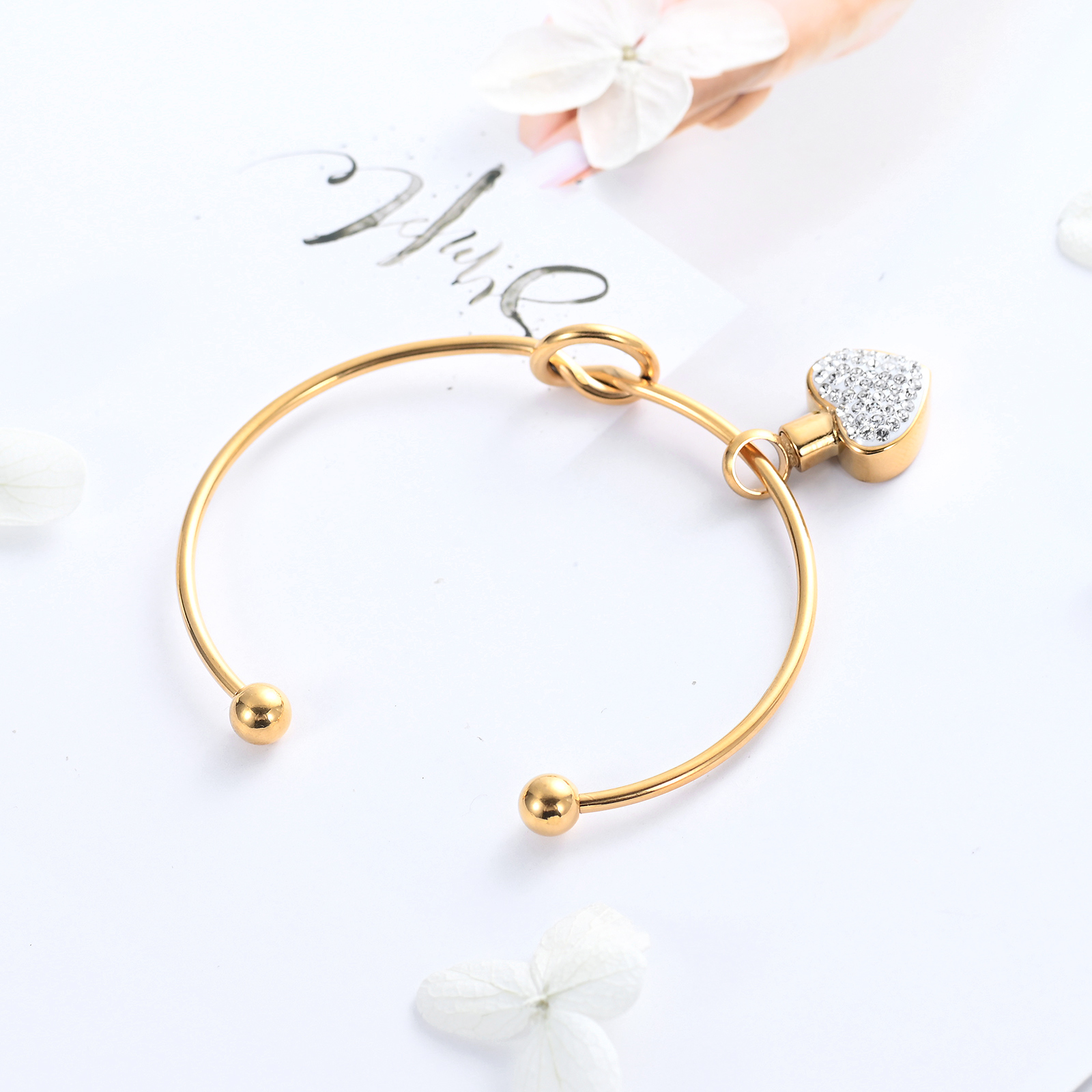 Crystal Heart Urn Bracelet Cremation Jewelry for Ashes Women Mmeorial Bracelet