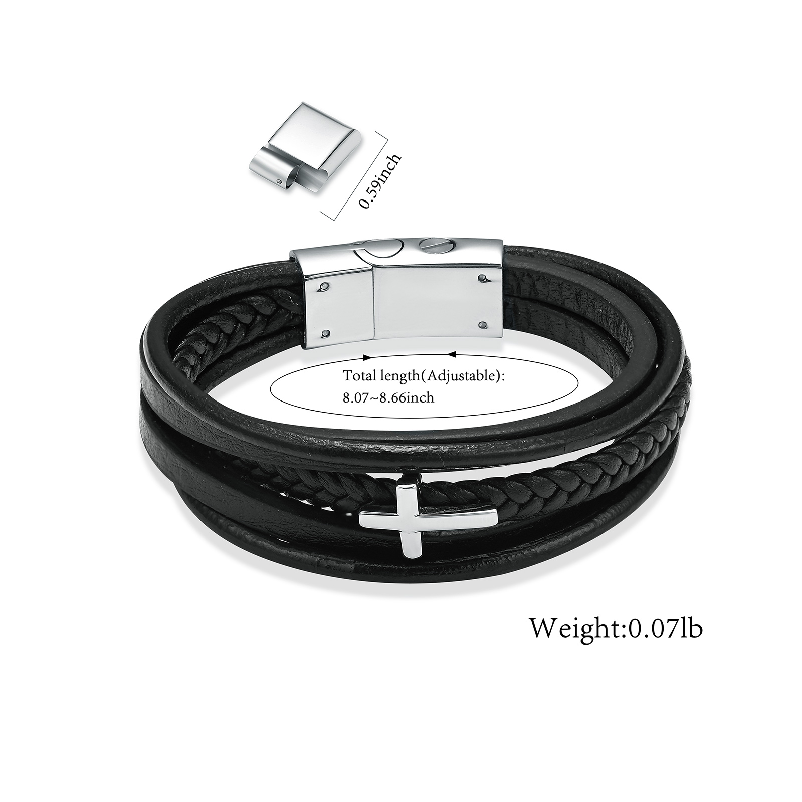 Cross Cremation Bracelet for Ashes Stainless Steel Leather Urn Memorial Jewelry - Picture 13 of 46