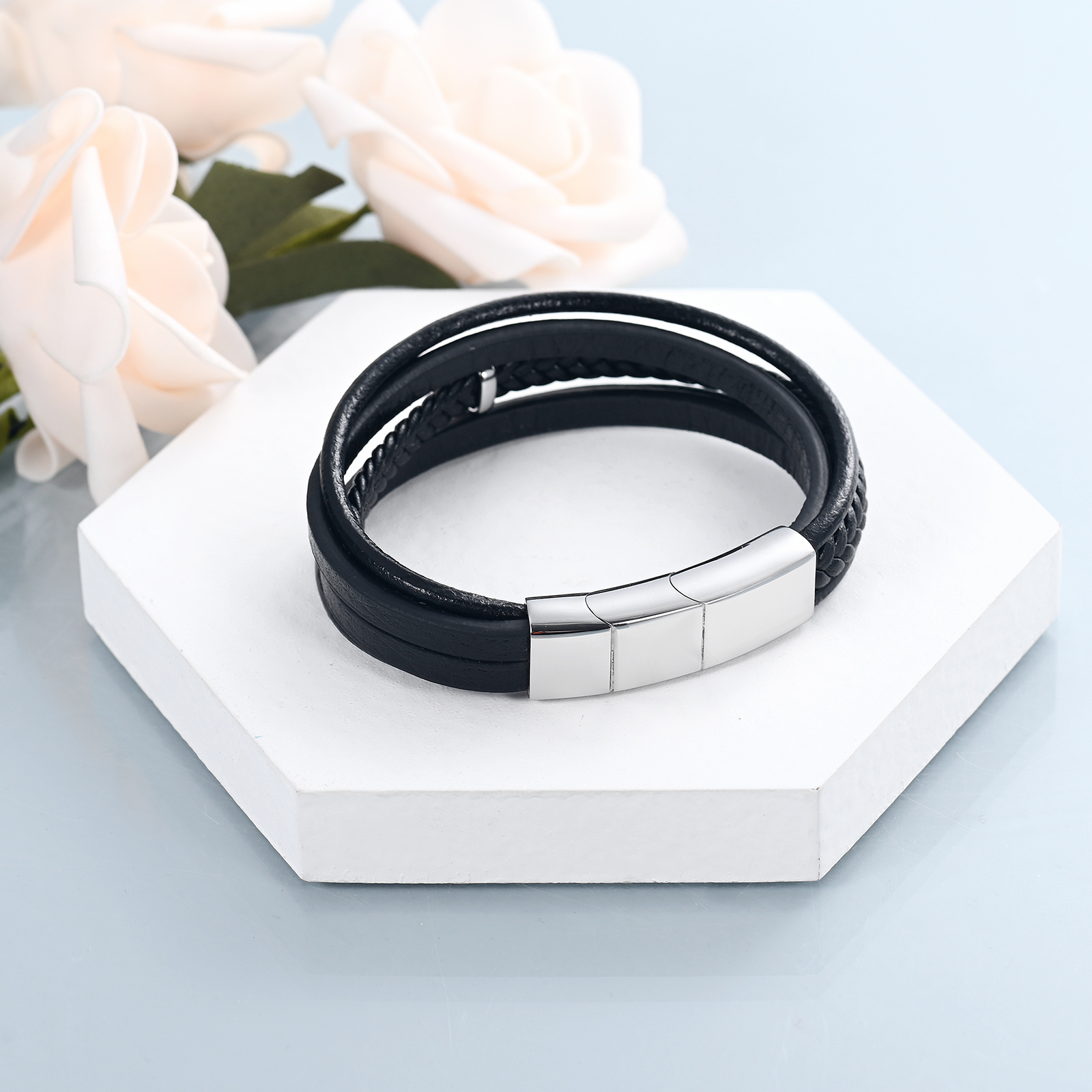 Cross Cremation Bracelet for Ashes Stainless Steel Leather Urn Memorial Jewelry - Picture 18 of 46