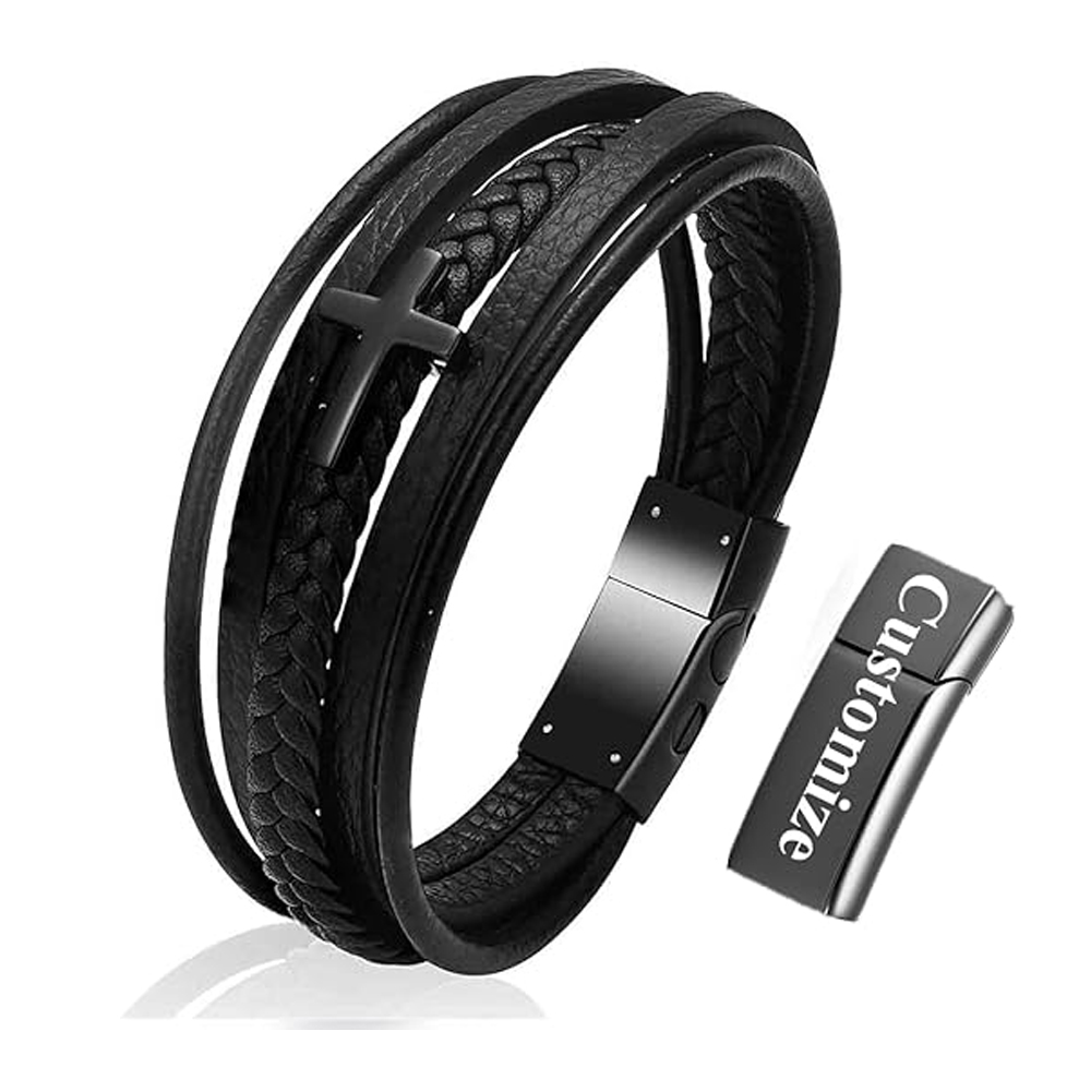Cross Cremation Bracelet for Ashes Stainless Steel Leather Urn Memorial Jewelry - Picture 41 of 46