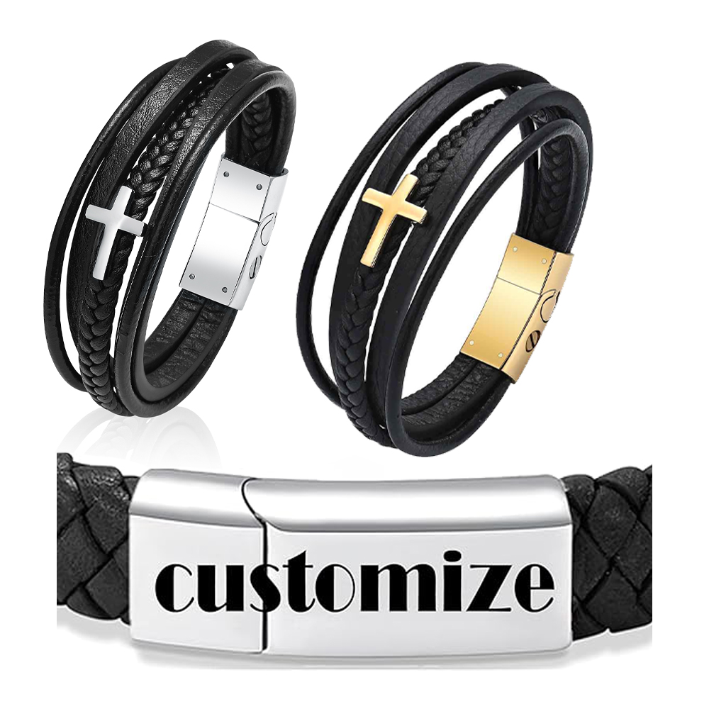 Cross Cremation Bracelet for Ashes Stainless Steel Leather Urn Memorial Jewelry - Picture 42 of 46