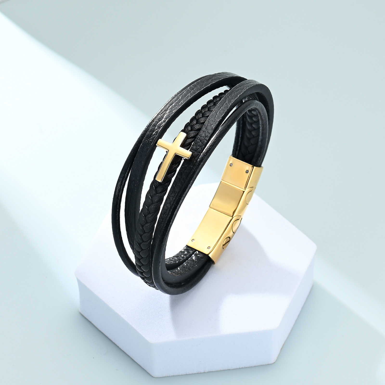 Cross Cremation Bracelet for Ashes Stainless Steel Leather Urn Memorial Jewelry - Picture 45 of 46