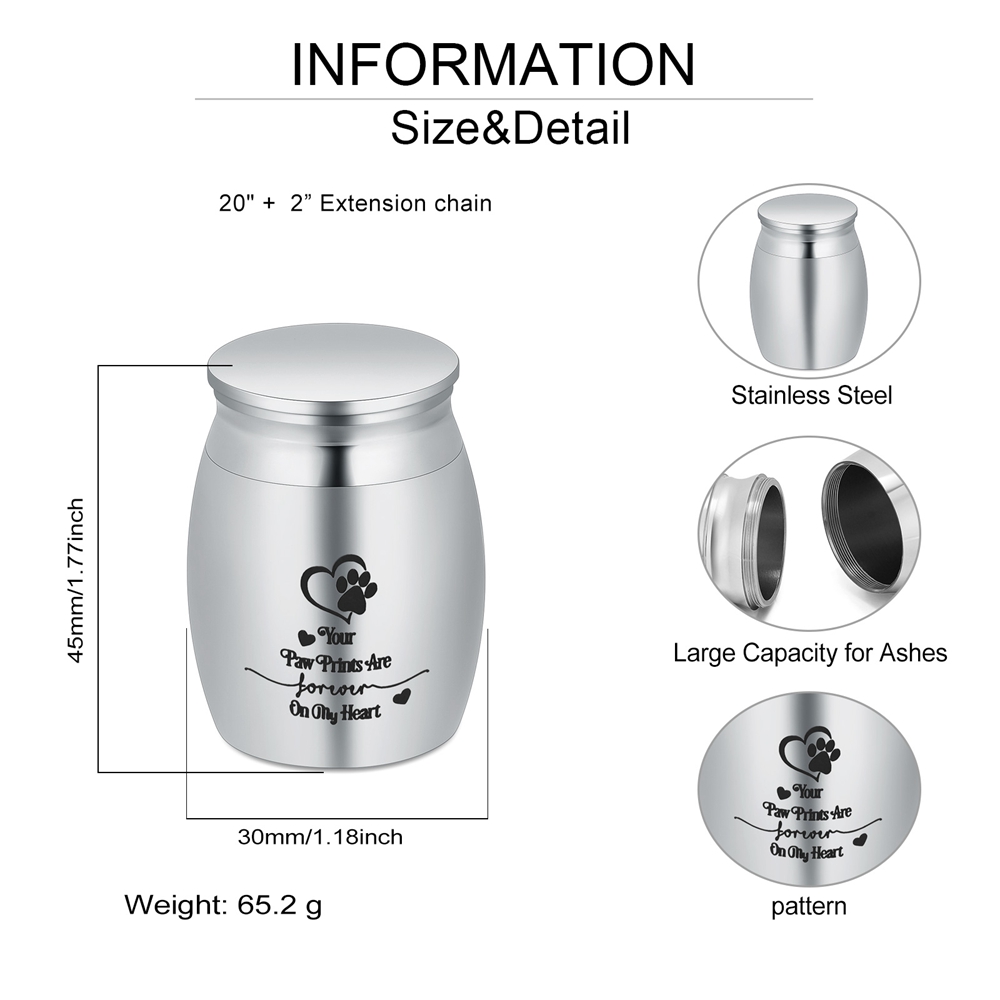 Small Dog Urn for Ashes 1.77Inches Mini Cremation Urn for Pet Ashes Paw Mini Urn - Produktbild 2