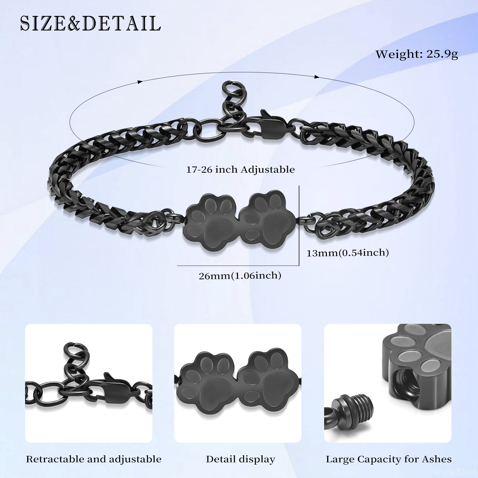 Pet Urn Bracelet for Ashes for Women Adjustable Cremation Jewelry Urn Bracelet