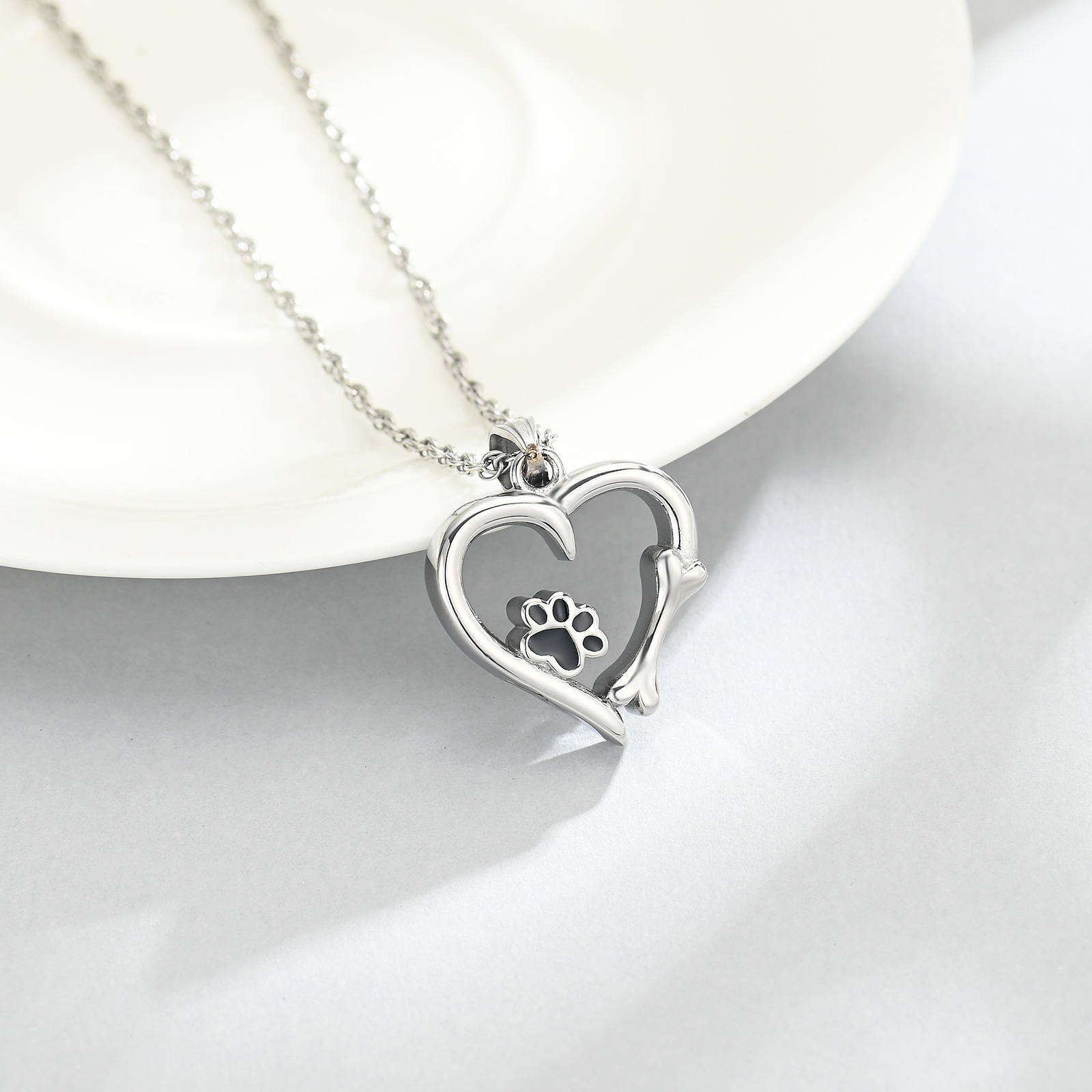 Pet Cremation Jewelry for Ashes Urn Necklace Paw Print Heart Dog Cat Urn Pendant - Picture 16 of 47