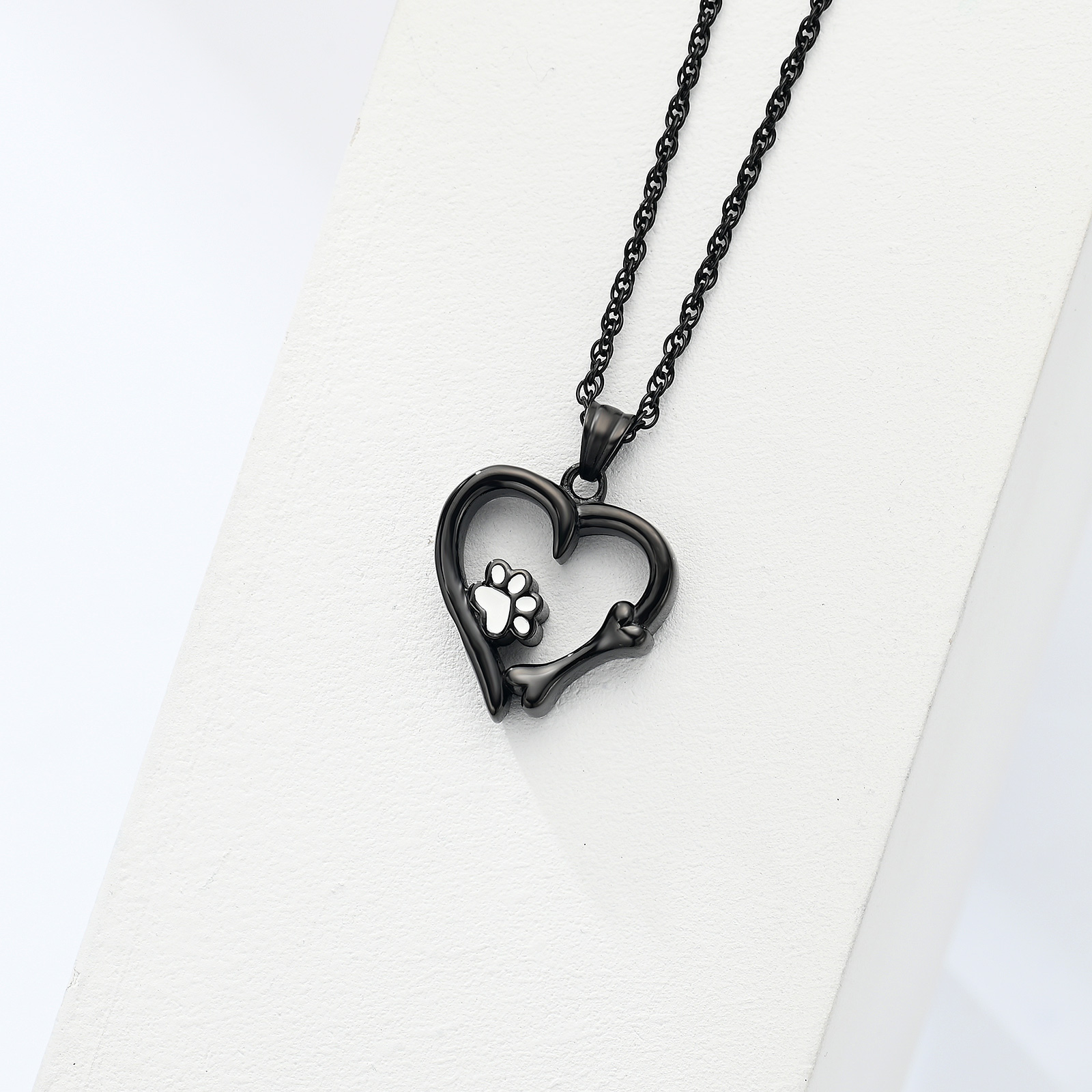 Pet Cremation Jewelry for Ashes Urn Necklace Paw Print Heart Dog Cat Urn Pendant - Picture 23 of 47