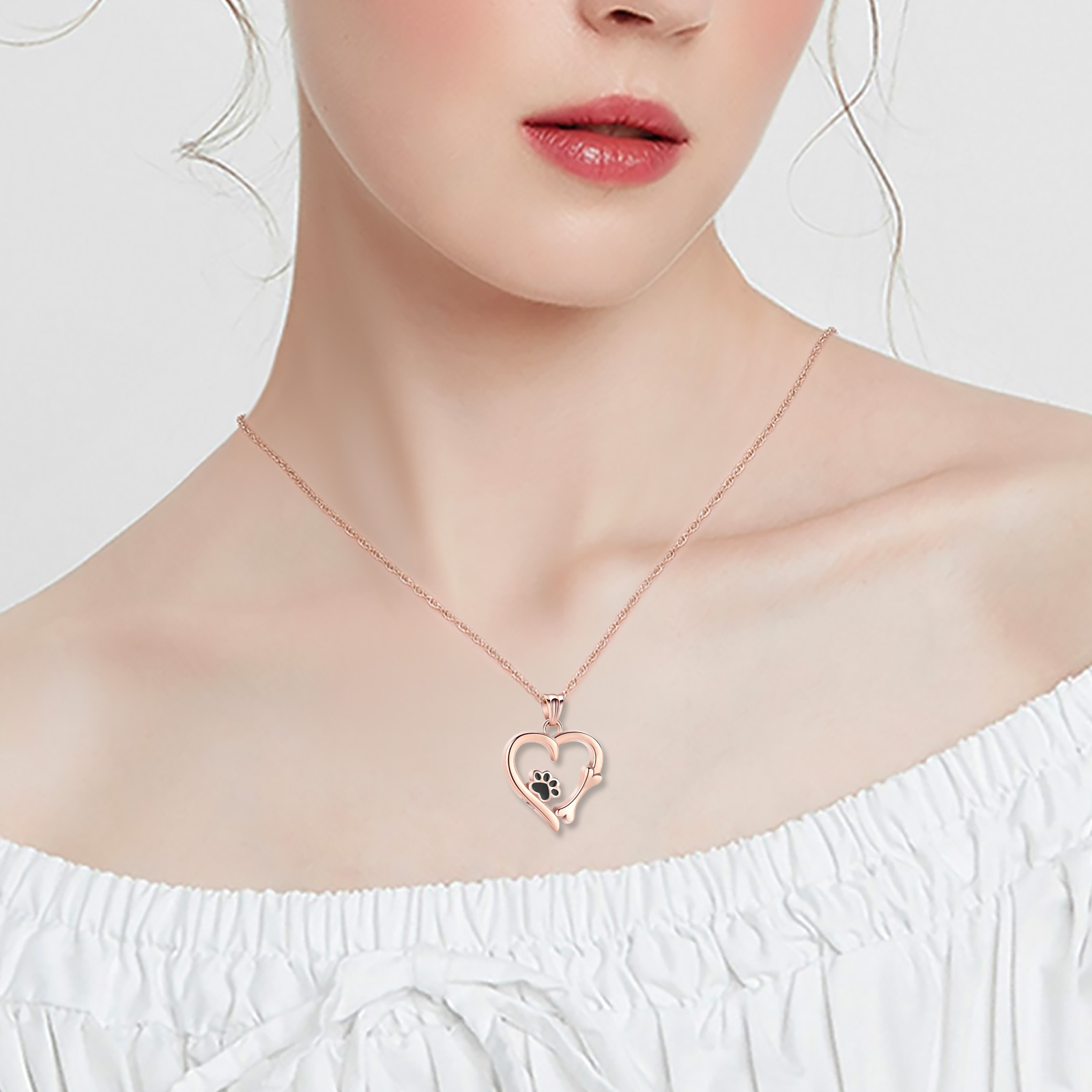 Pet Cremation Jewelry for Ashes Urn Necklace Paw Print Heart Dog Cat Urn Pendant - Picture 33 of 47