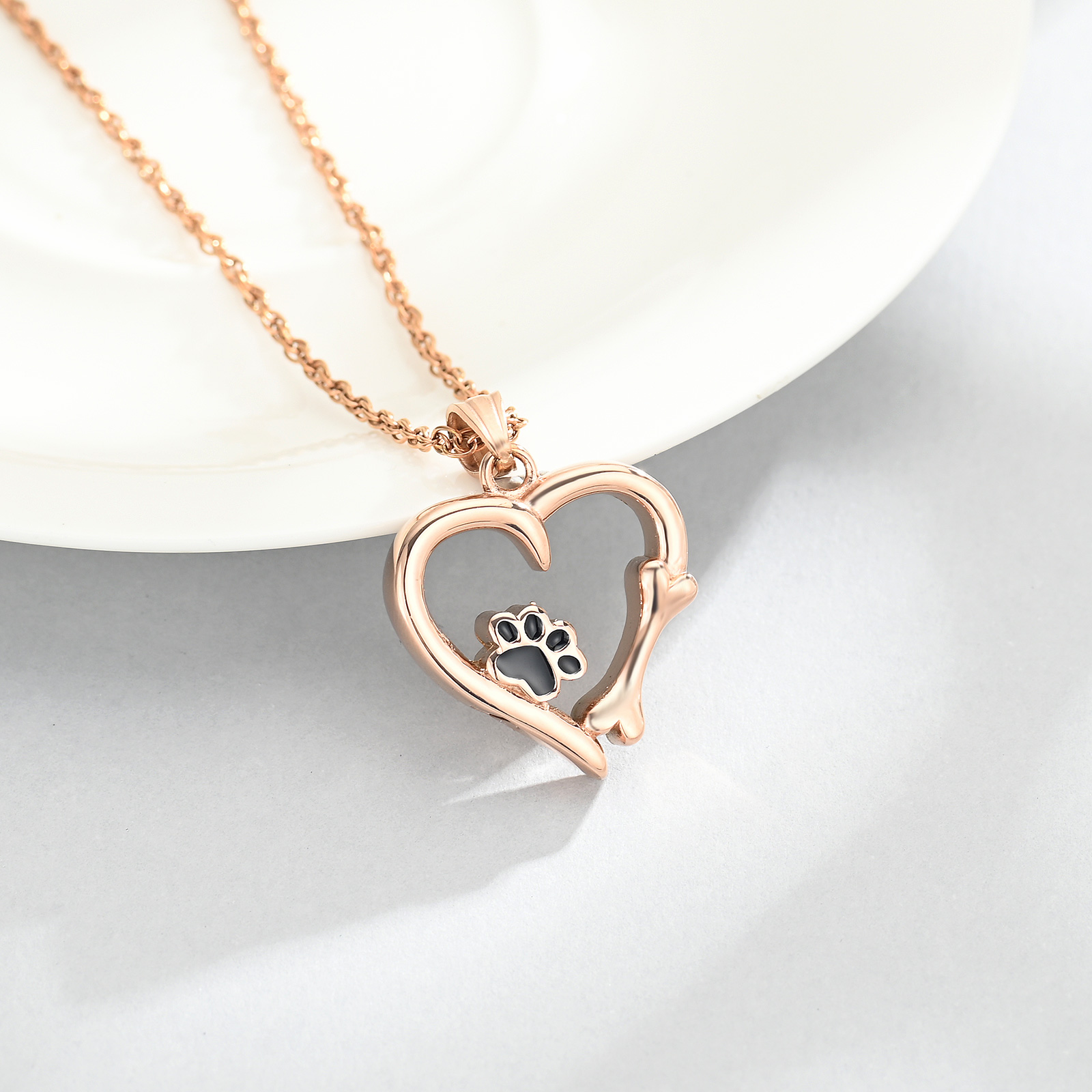 Pet Cremation Jewelry for Ashes Urn Necklace Paw Print Heart Dog Cat Urn Pendant - Picture 34 of 47