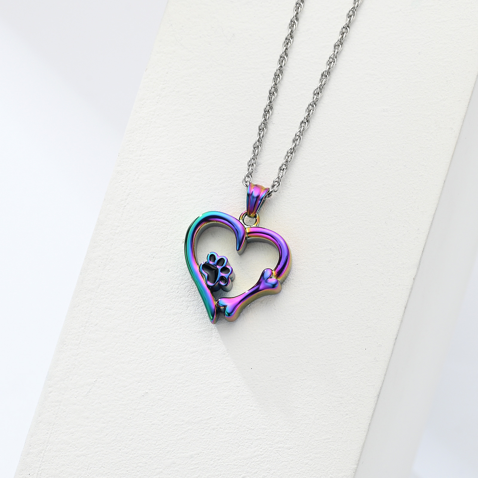 Pet Cremation Jewelry for Ashes Urn Necklace Paw Print Heart Dog Cat Urn Pendant - Picture 40 of 47