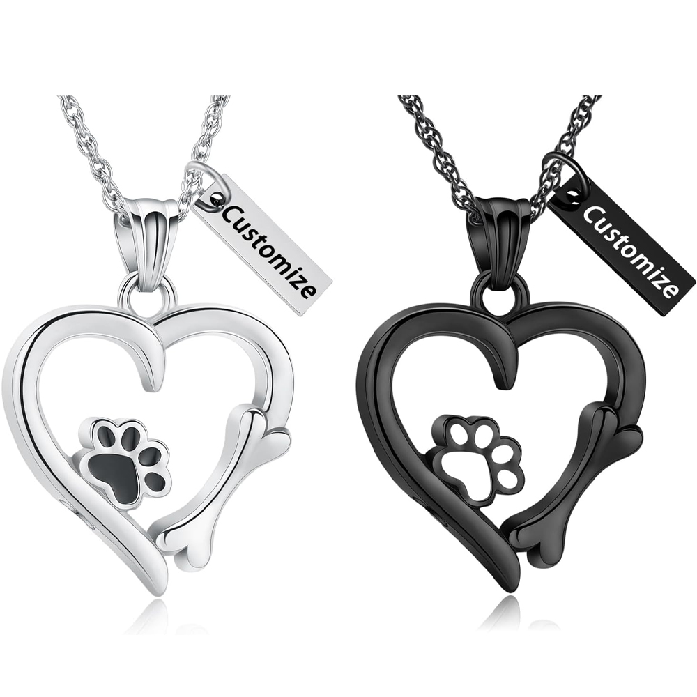 Pet Cremation Jewelry for Ashes Urn Necklace Paw Print Heart Dog Cat Urn Pendant - Picture 42 of 47