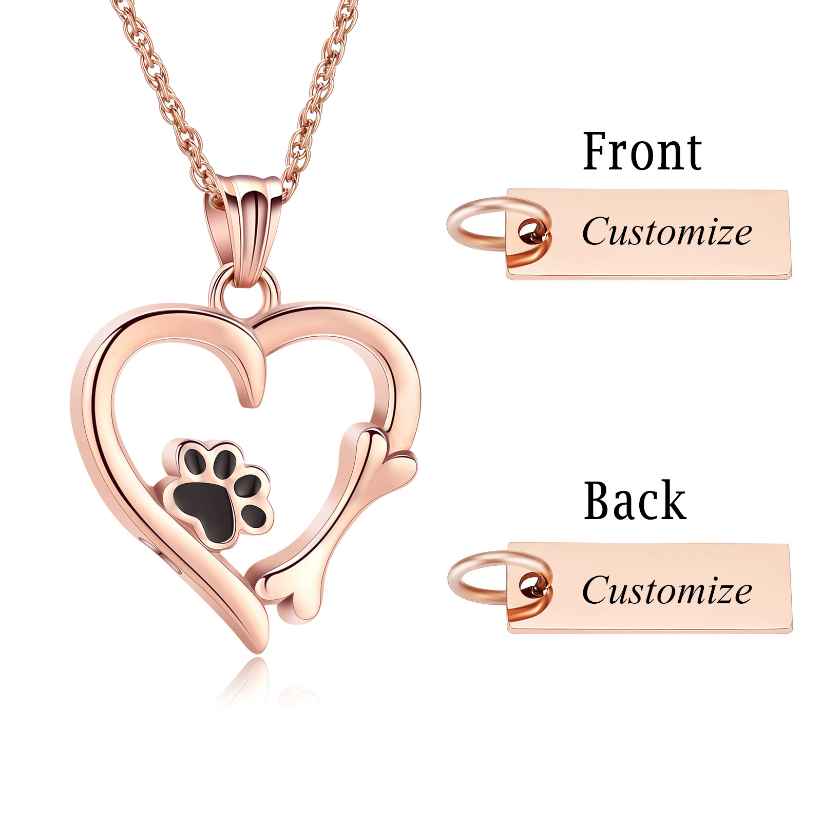 Pet Cremation Jewelry for Ashes Urn Necklace Paw Print Heart Dog Cat Urn Pendant - Picture 44 of 47