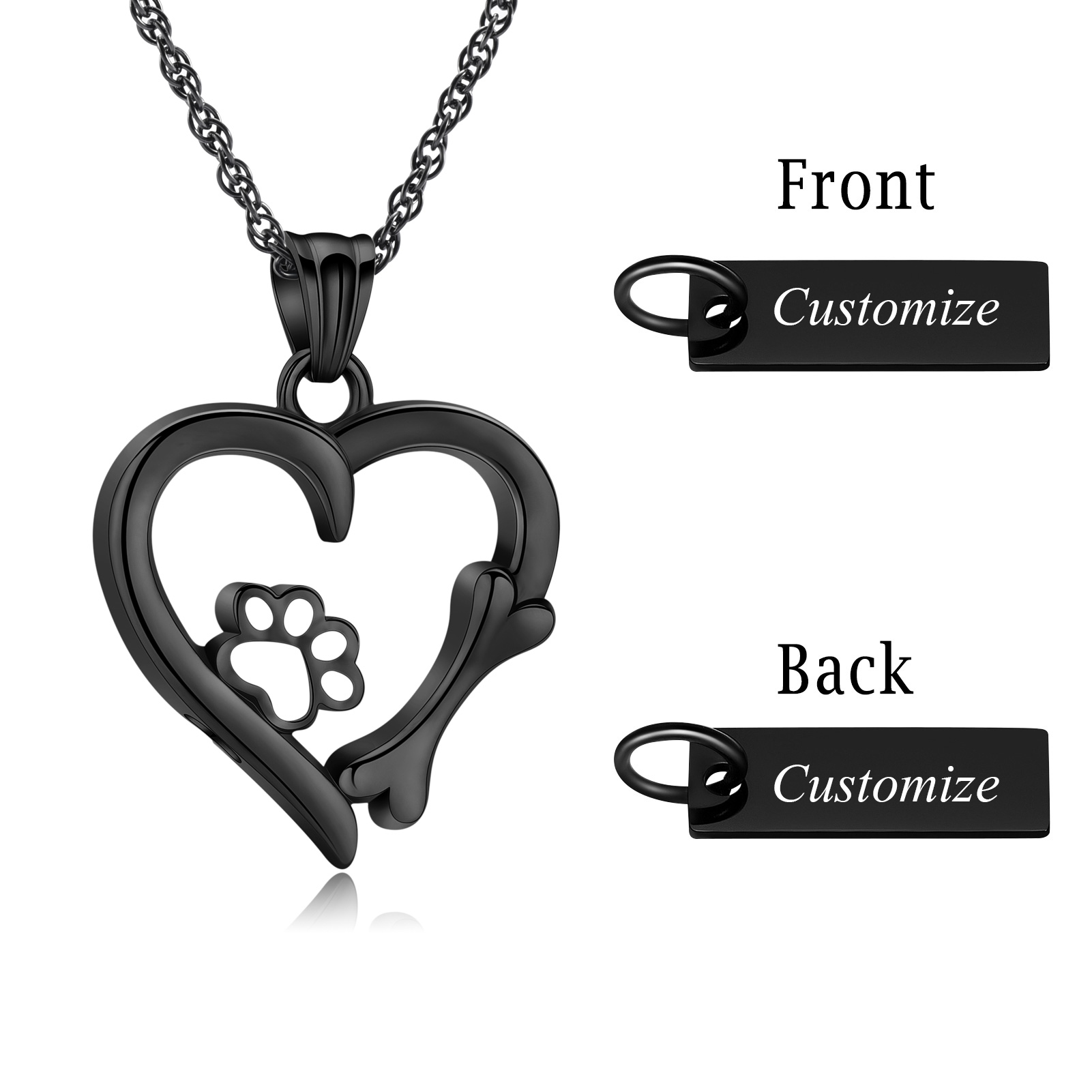 Pet Cremation Jewelry for Ashes Urn Necklace Paw Print Heart Dog Cat Urn Pendant - Picture 43 of 47