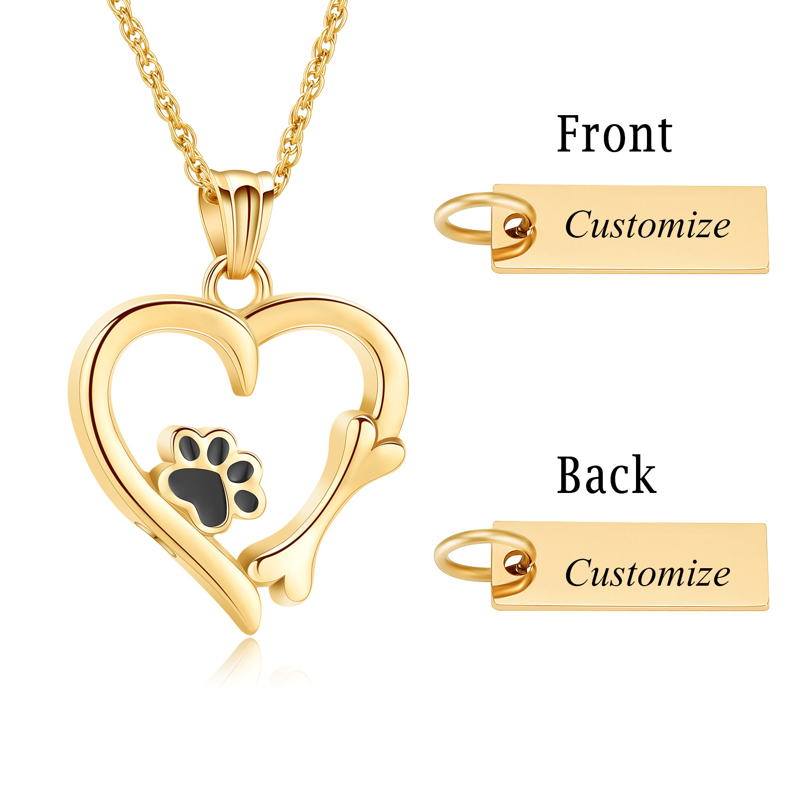 Pet Cremation Jewelry for Ashes Urn Necklace Paw Print Heart Dog Cat Urn Pendant - Picture 46 of 47