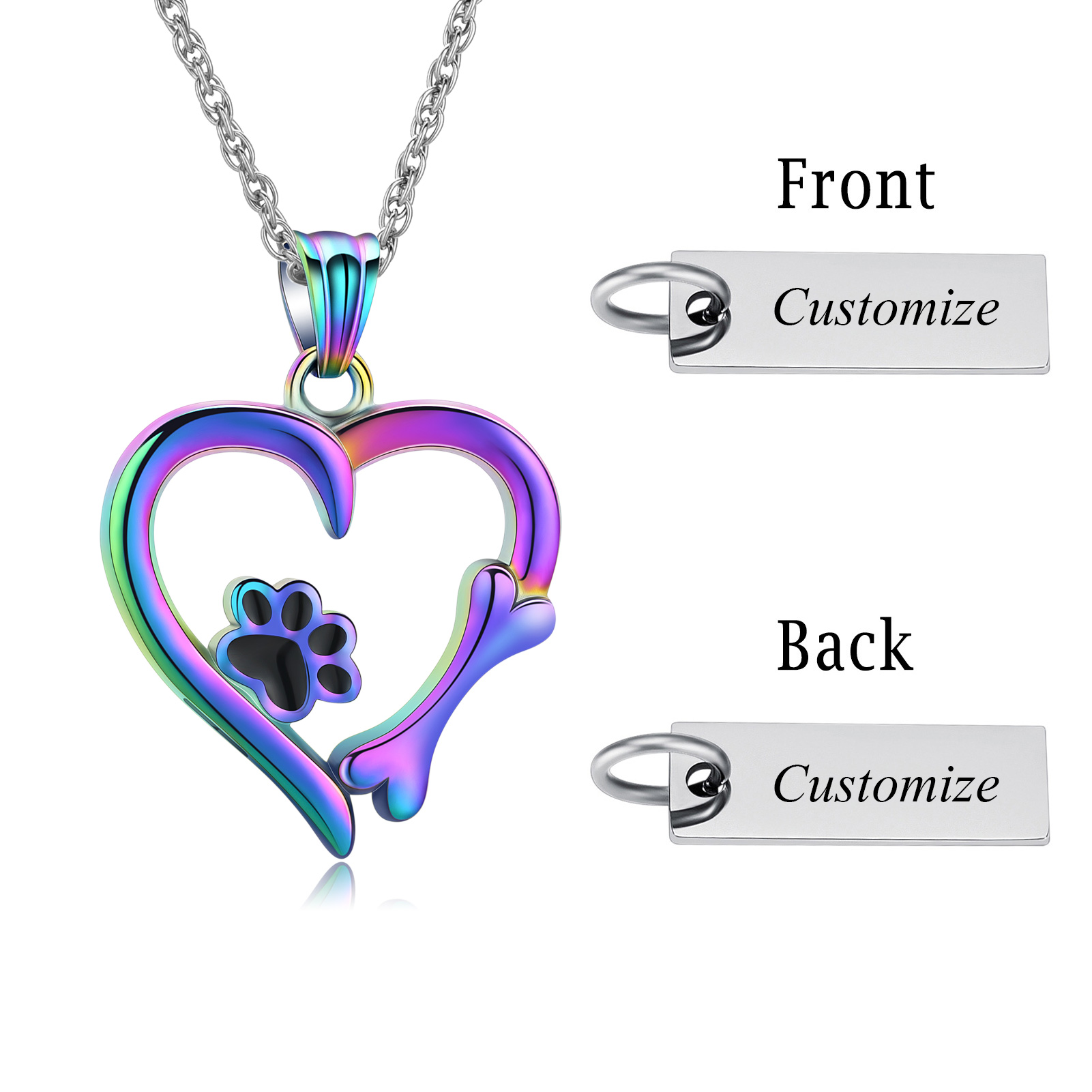 Pet Cremation Jewelry for Ashes Urn Necklace Paw Print Heart Dog Cat Urn Pendant - Picture 47 of 47