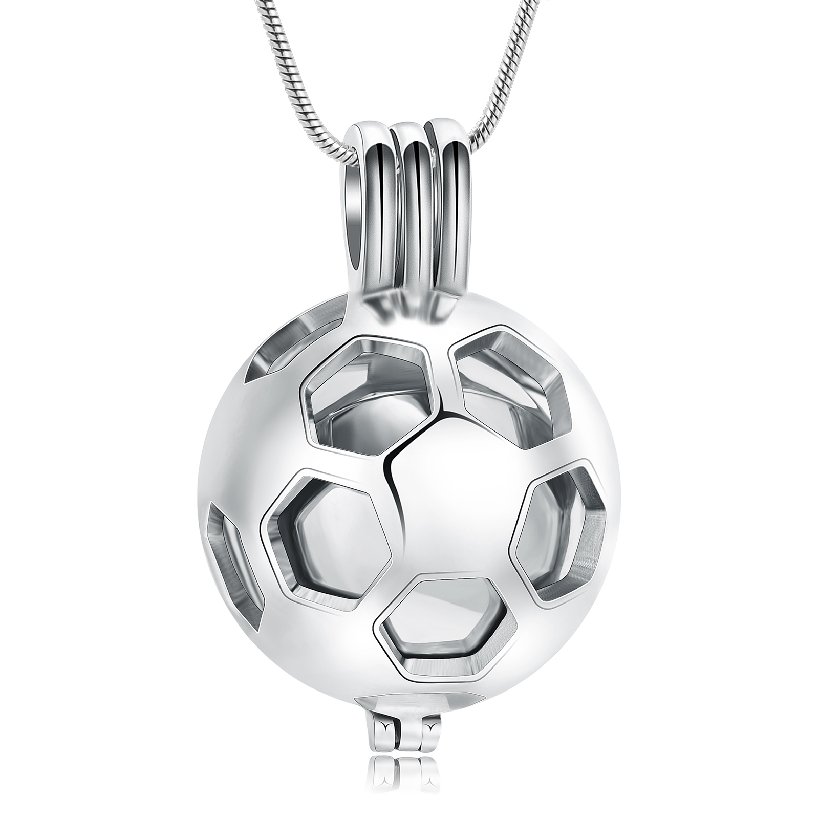 Football Cremation Jewelry for Ashes Hollow Soccer Urn Necklace for Women Locket