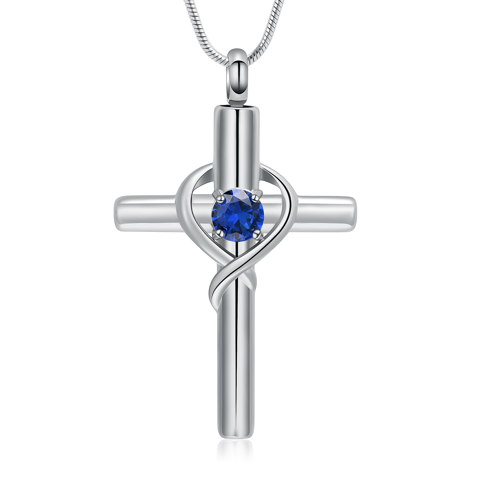 Cross Necklace for Ashes Birthstone Cross Urn Necklaces Ashes Crystal Necklace