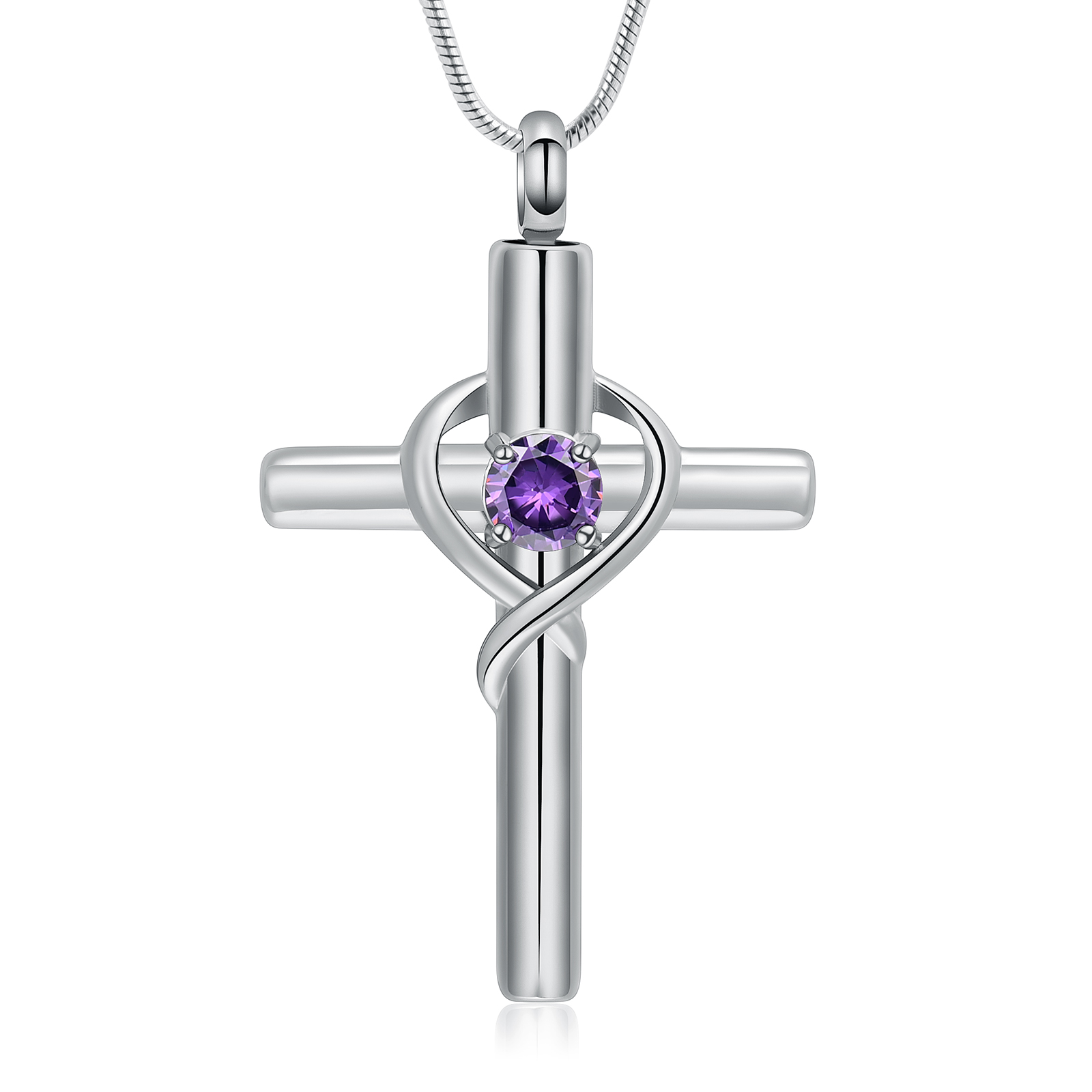 Cross Necklace for Ashes Birthstone Cross Urn Necklaces Ashes Crystal Necklace