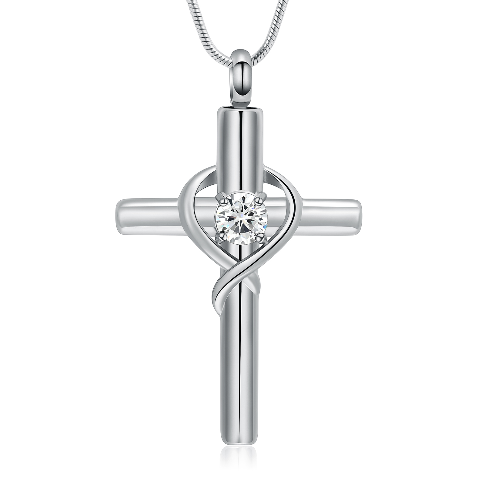 Cross Necklace for Ashes Birthstone Cross Urn Necklaces Ashes Crystal Necklace