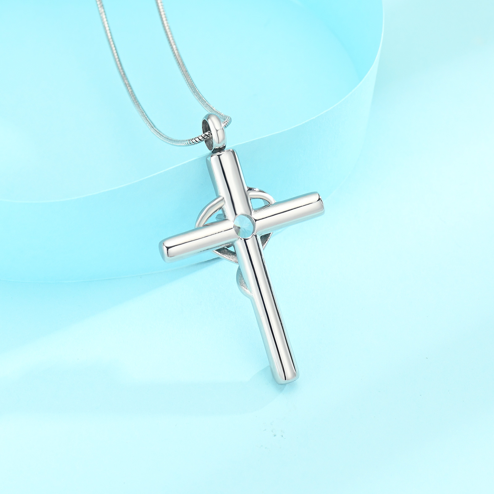 Cross Necklace for Ashes Birthstone Cross Urn Necklaces Ashes Crystal Necklace