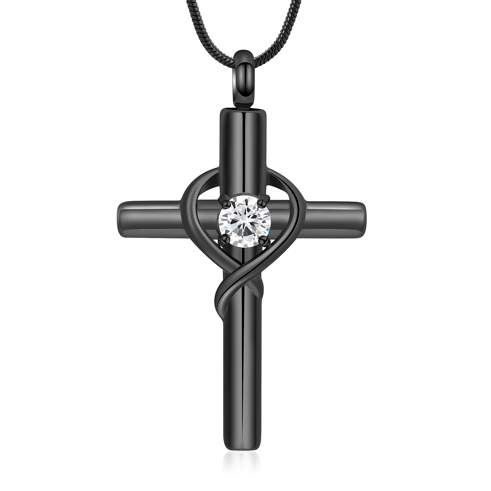 Cross Necklace for Ashes Birthstone Cross Urn Necklaces Ashes Crystal Necklace