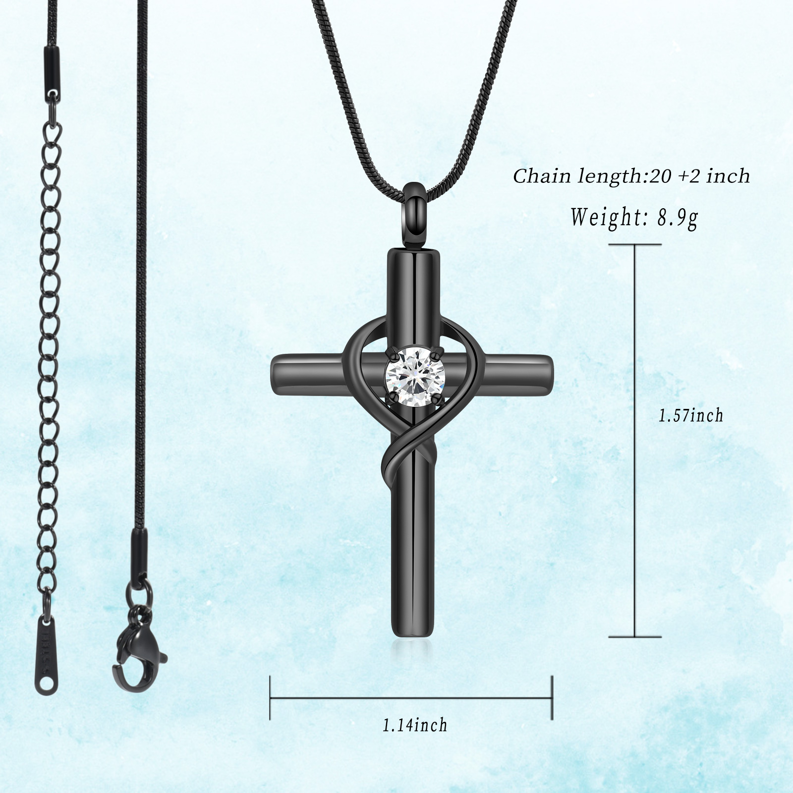 Cross Necklace for Ashes Birthstone Cross Urn Necklaces Ashes Crystal Necklace