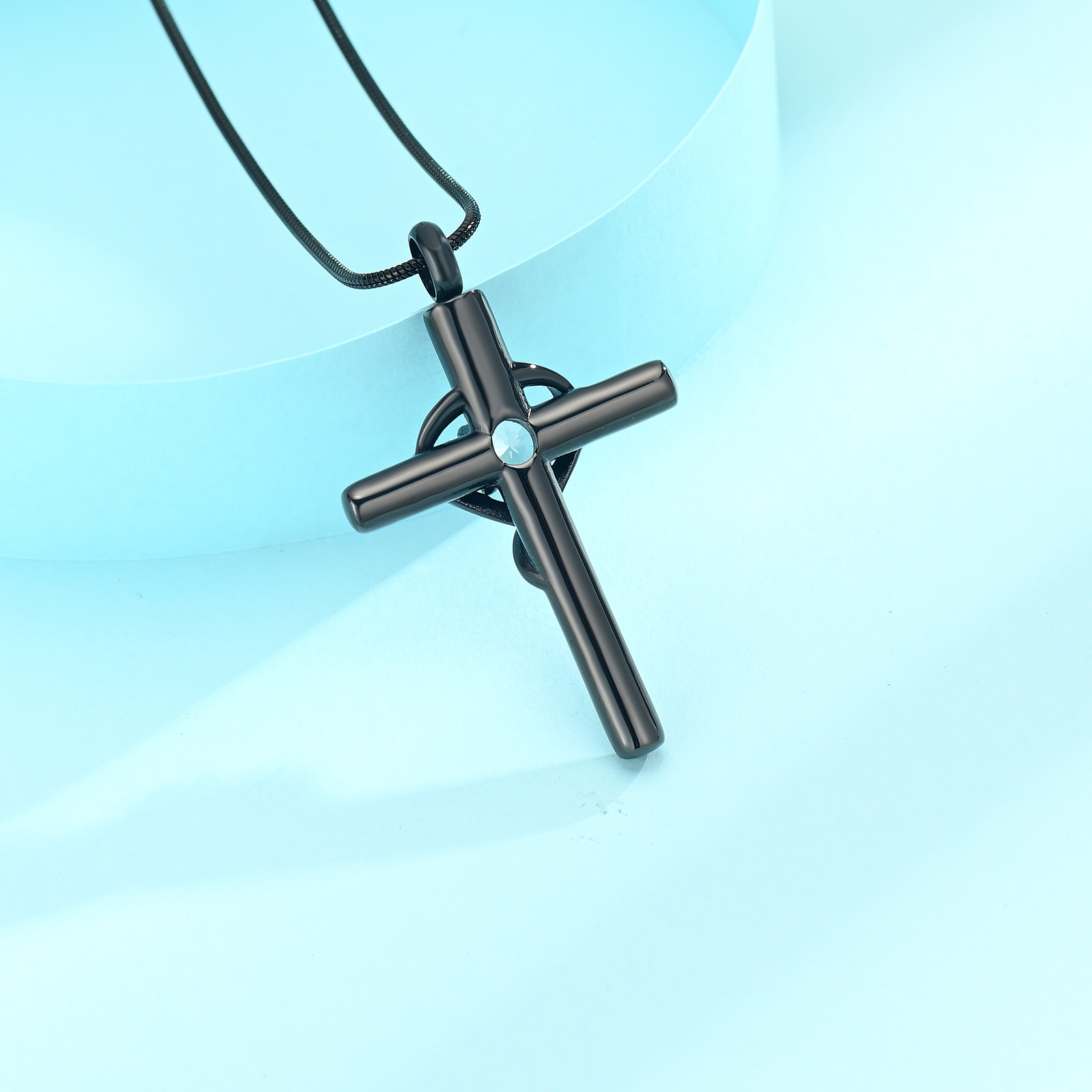 Cross Necklace for Ashes Birthstone Cross Urn Necklaces Ashes Crystal Necklace