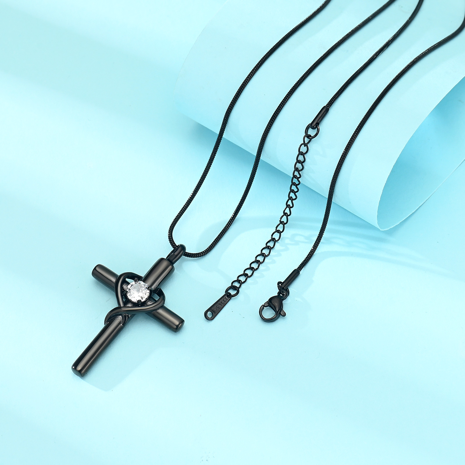 Cross Necklace for Ashes Birthstone Cross Urn Necklaces Ashes Crystal Necklace