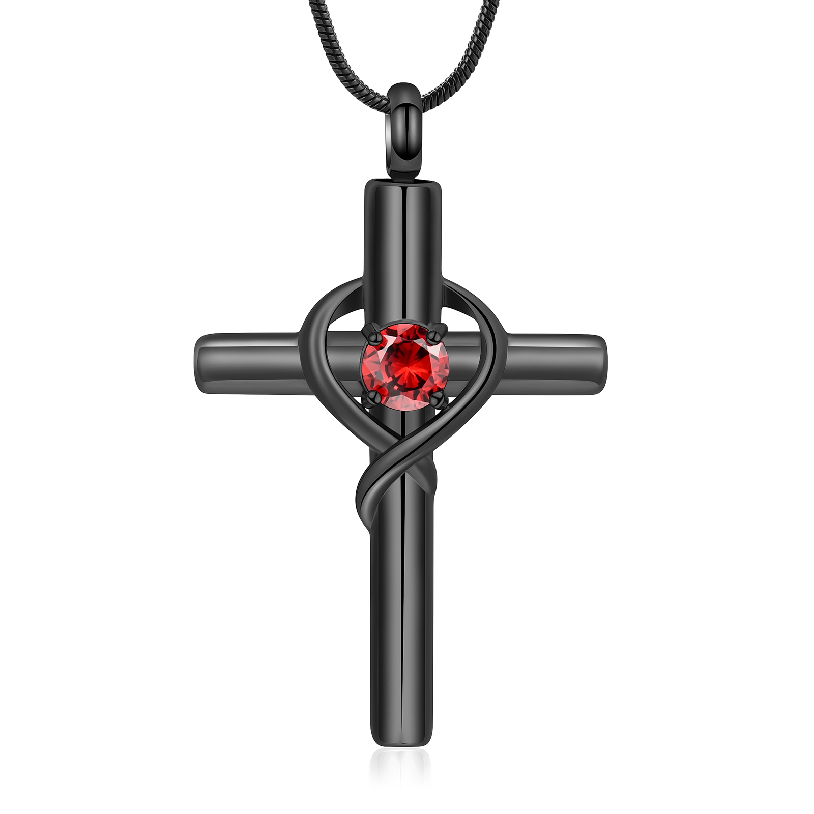 Cross Necklace for Ashes Birthstone Cross Urn Necklaces Ashes Crystal Necklace