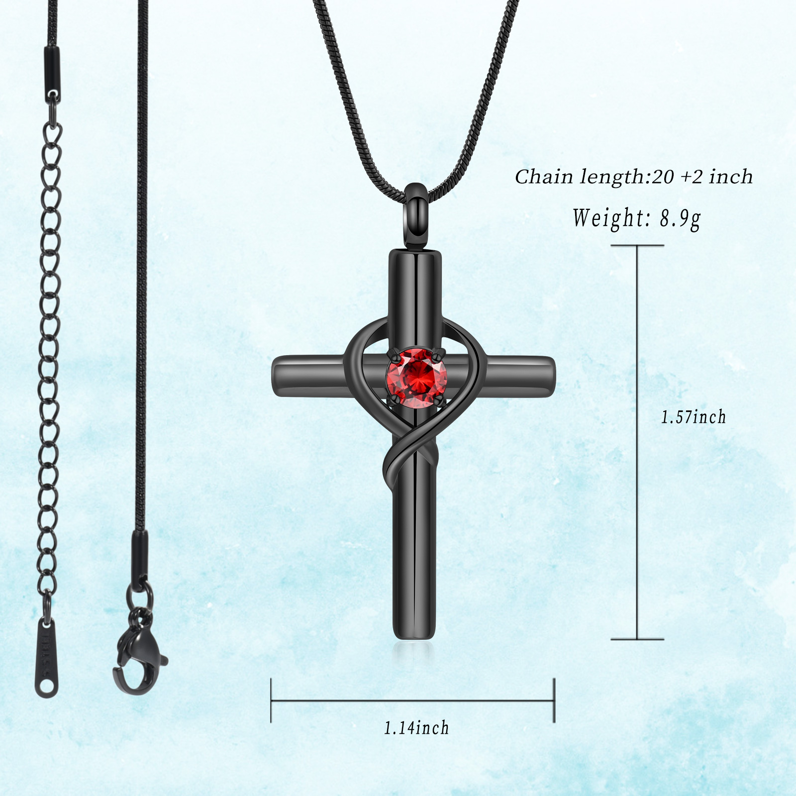 Cross Necklace for Ashes Birthstone Cross Urn Necklaces Ashes Crystal Necklace