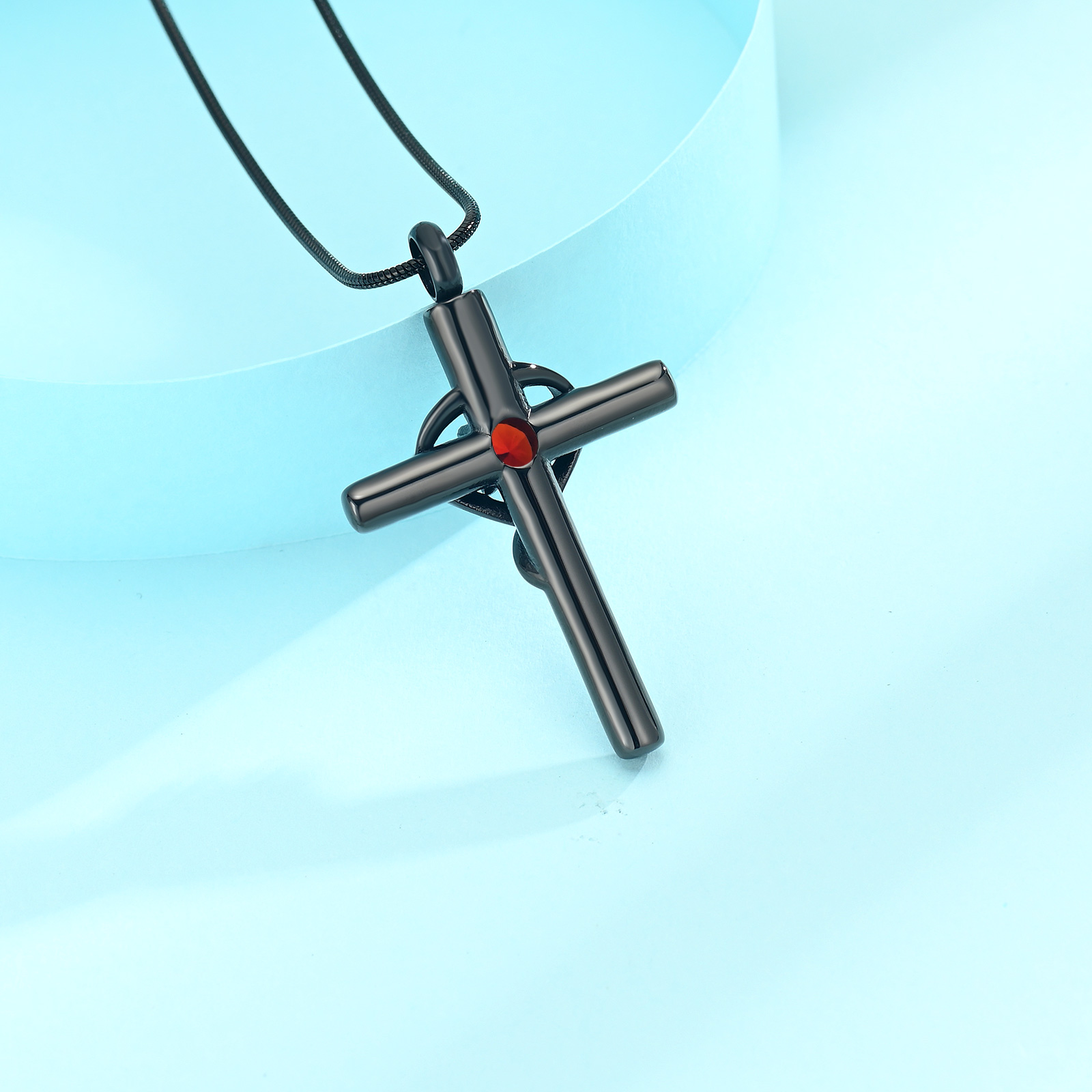 Cross Necklace for Ashes Birthstone Cross Urn Necklaces Ashes Crystal Necklace