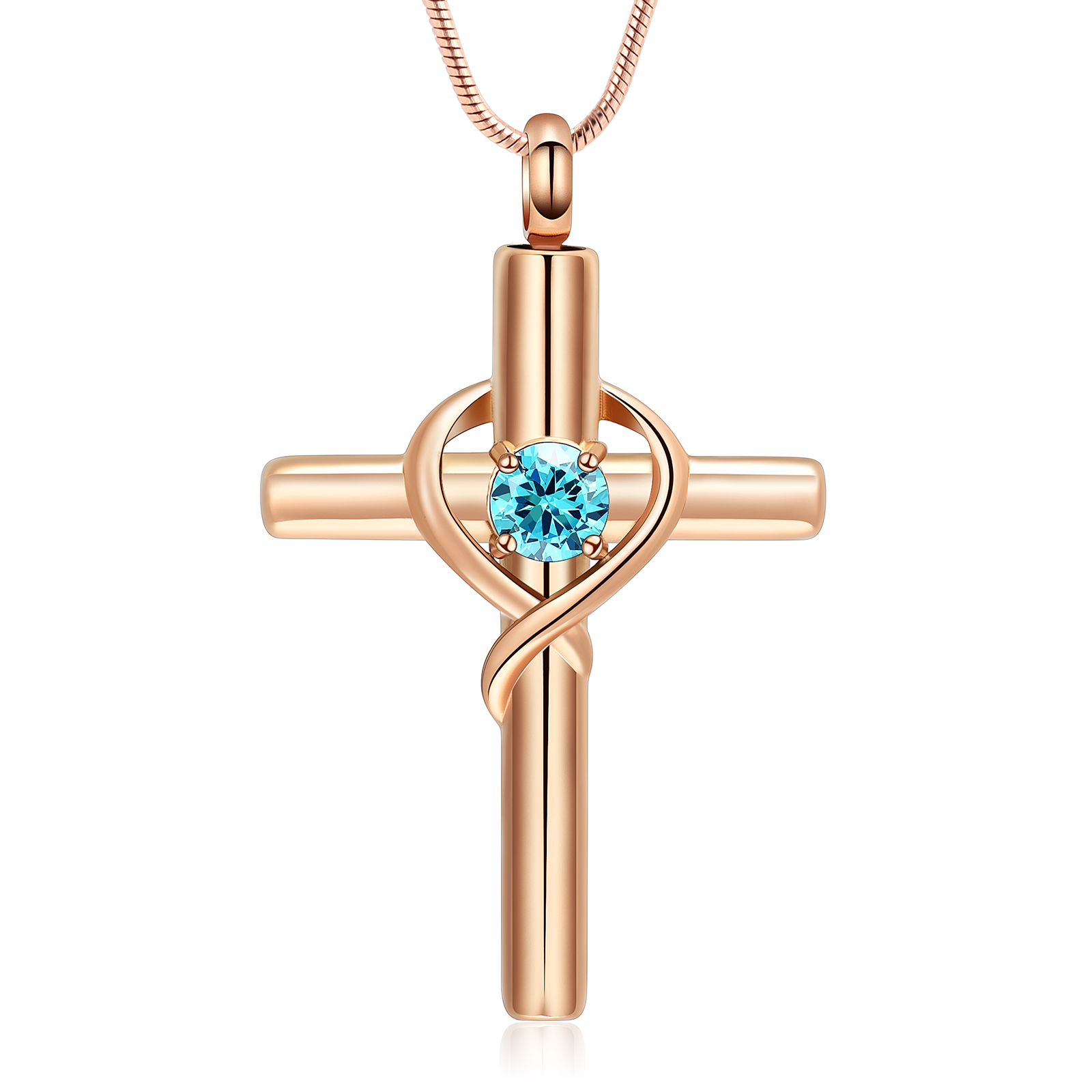 Cross Necklace for Ashes Birthstone Cross Urn Necklaces Ashes Crystal Necklace