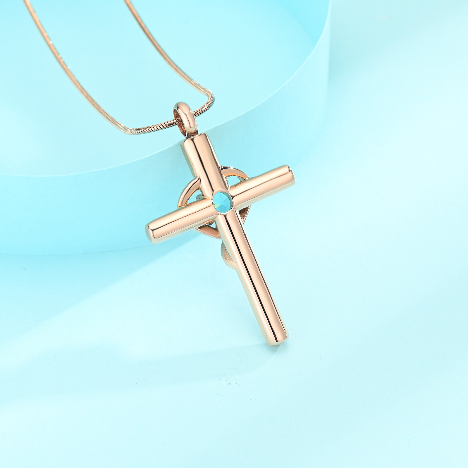 Cross Necklace for Ashes Birthstone Cross Urn Necklaces Ashes Crystal Necklace