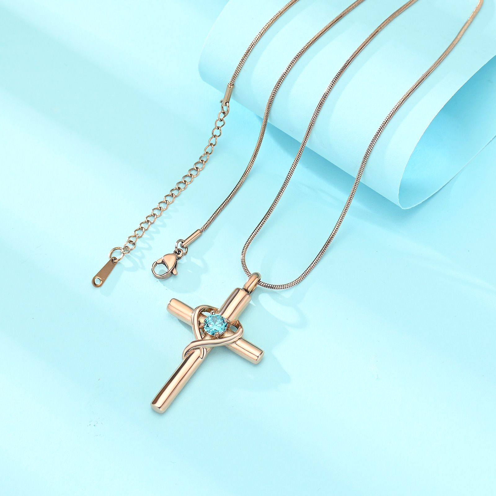 Cross Necklace for Ashes Birthstone Cross Urn Necklaces Ashes Crystal Necklace