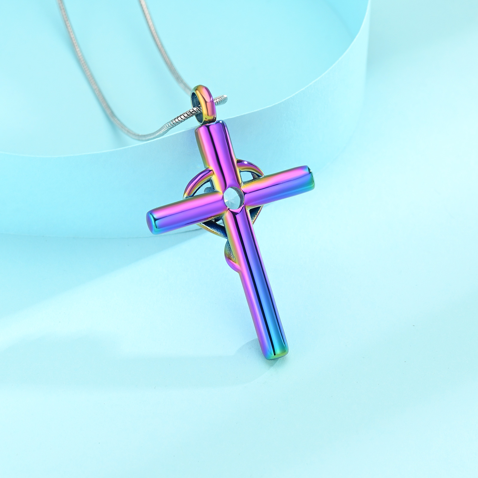 Cross Necklace for Ashes Birthstone Cross Urn Necklaces Ashes Crystal Necklace