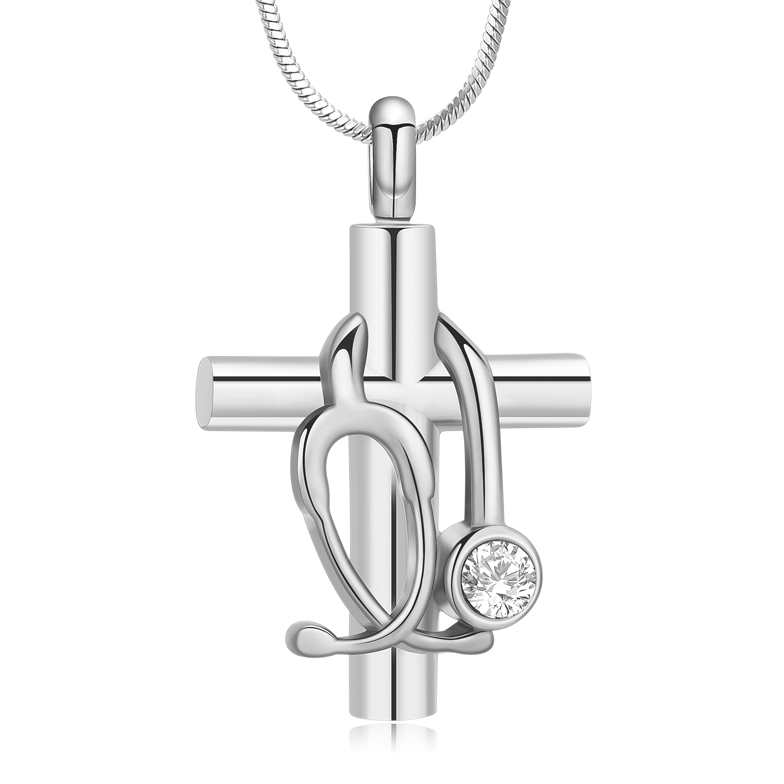 Stethoscope Cross Pendant Urn Necklace for Ashes Nursing Stethoscope Neckalces