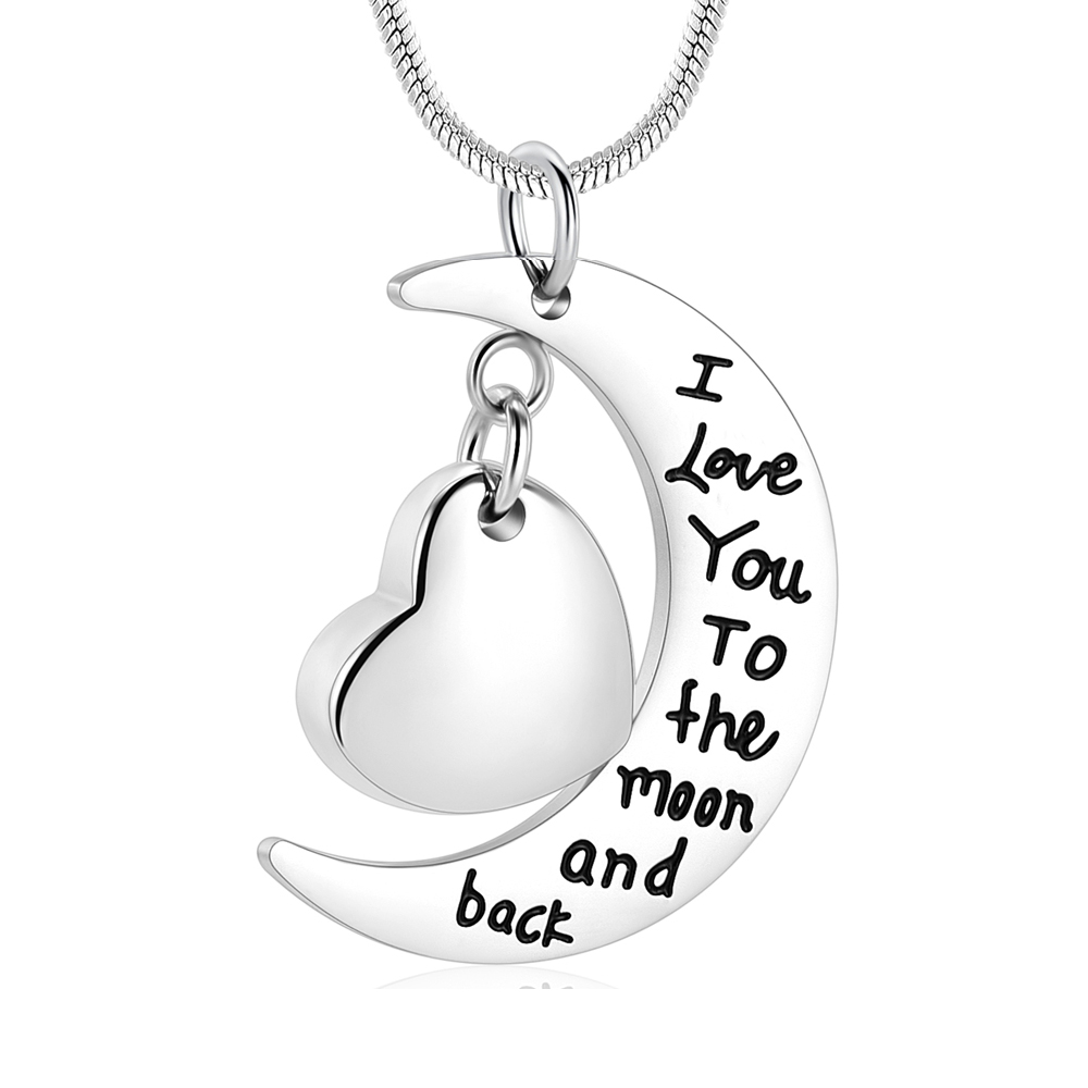 I Love You To The Moon and Back Heart Cremation Jewelry for Ashe Memory Necklace - Picture 3 of 8