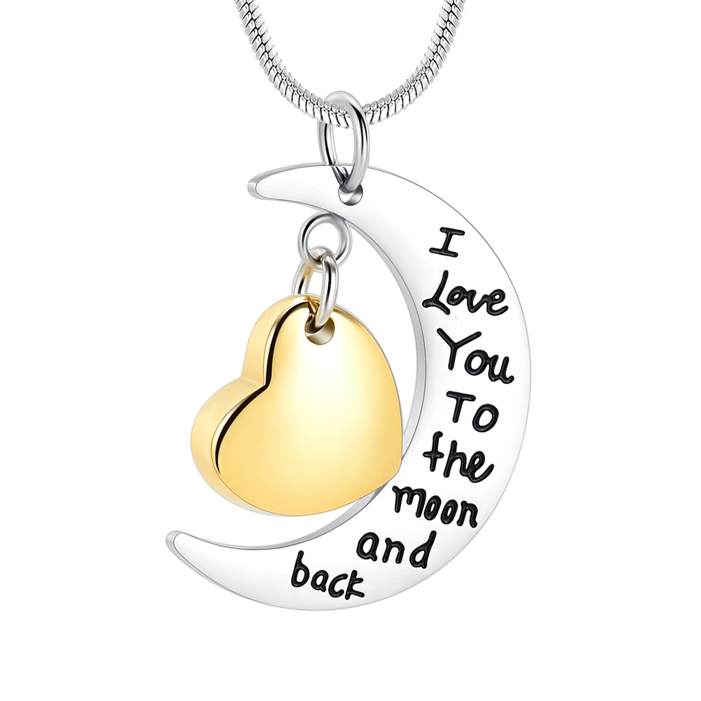 I Love You To The Moon and Back Heart Cremation Jewelry for Ashe Memory Necklace - Picture 4 of 8