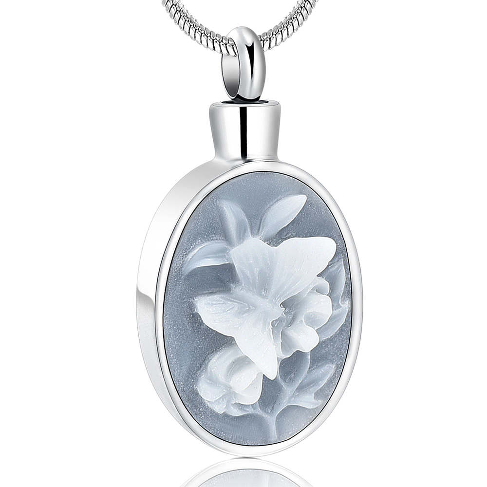 Lotus Flower Keepsake Circle Ashes Locket Urn Necklace for Ashes Ashes Necklace