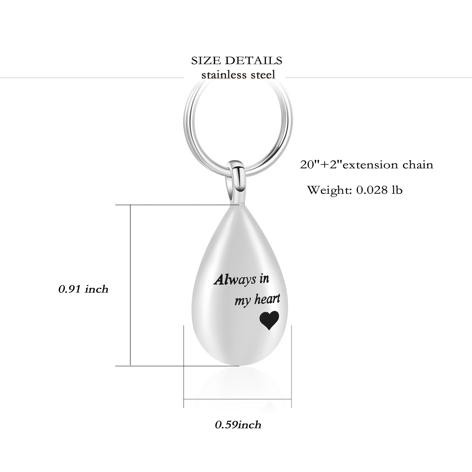 Memorial Cremation Keychain for Ashes Teardrop Urn Locket Urn Cremation Jewelry