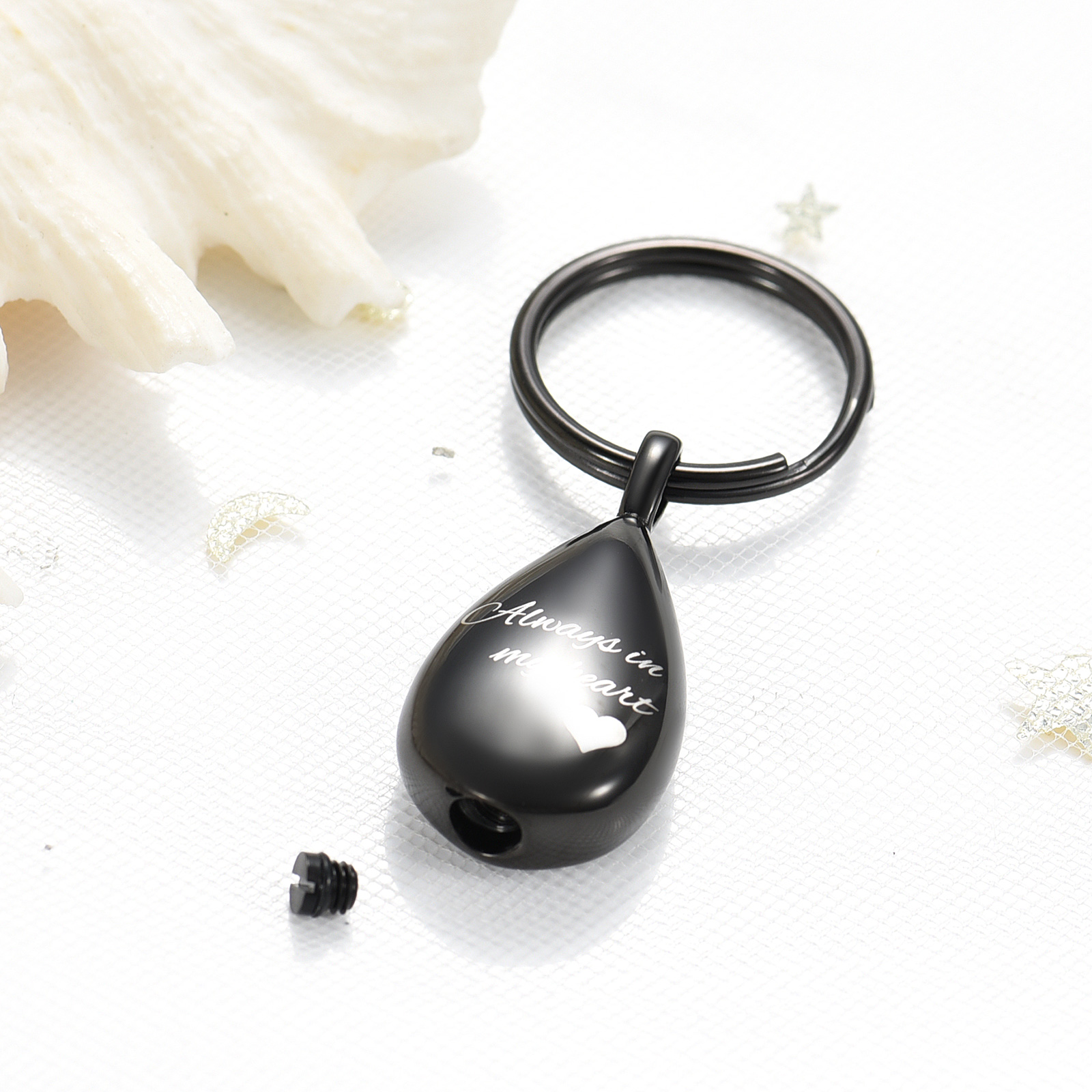 Memorial Cremation Keychain for Ashes Teardrop Urn Locket Urn Cremation Jewelry