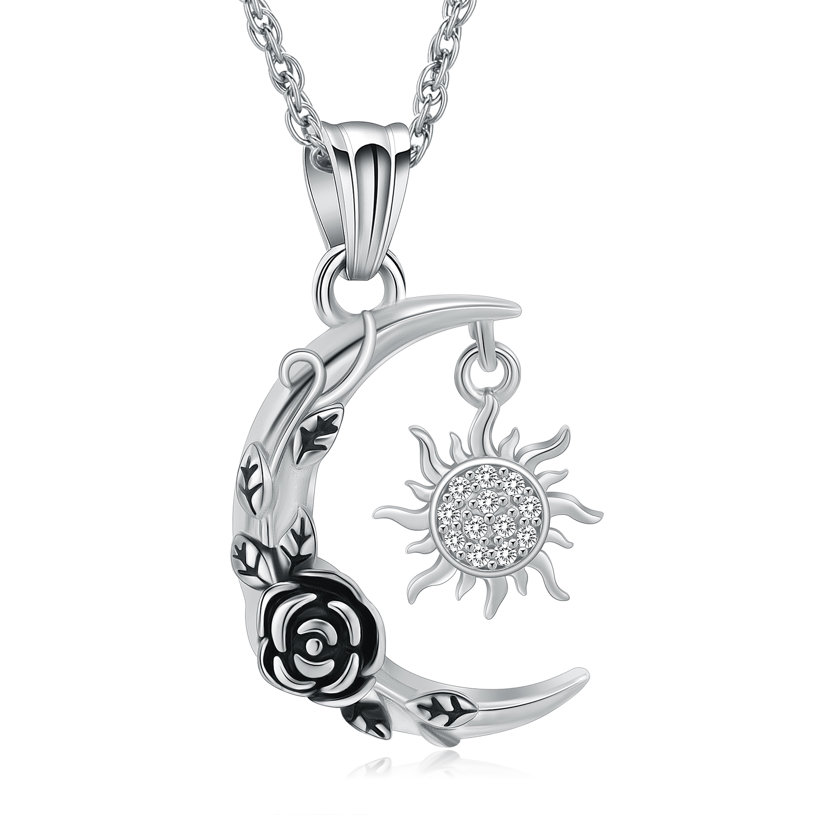 Crescent Sun && Moon Urn Necklace for Ashes Celtic Knot Moon Pendant Necklaces