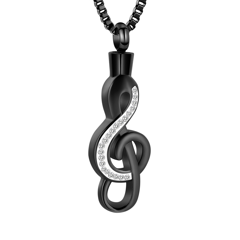 Music Note Urn Necklaces for Ashes Stainless Steel Musical Symbol Cremation Urn