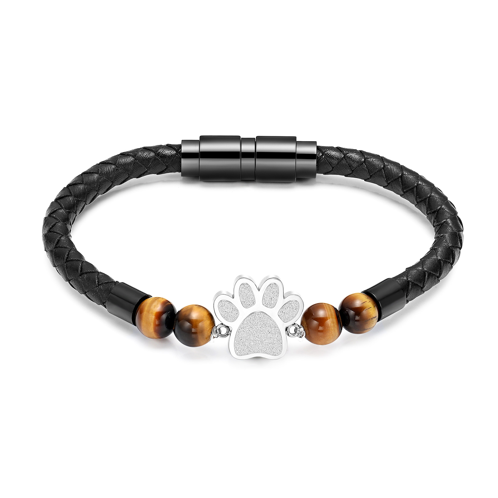 Paw Print Lava Stone Urn Bracelet for Ashes for Women Cremation Ashes Urn Bangle