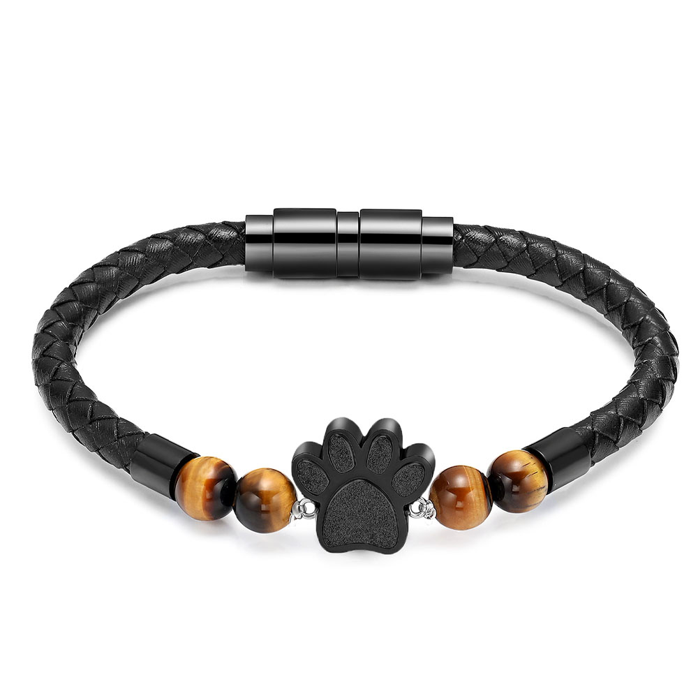 Paw Print Lava Stone Urn Bracelet for Ashes for Women Cremation Ashes Urn Bangle