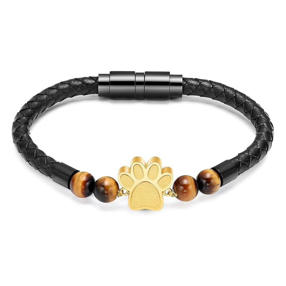 Paw Print Lava Stone Urn Bracelet for Ashes for Women Cremation Ashes Urn Bangle