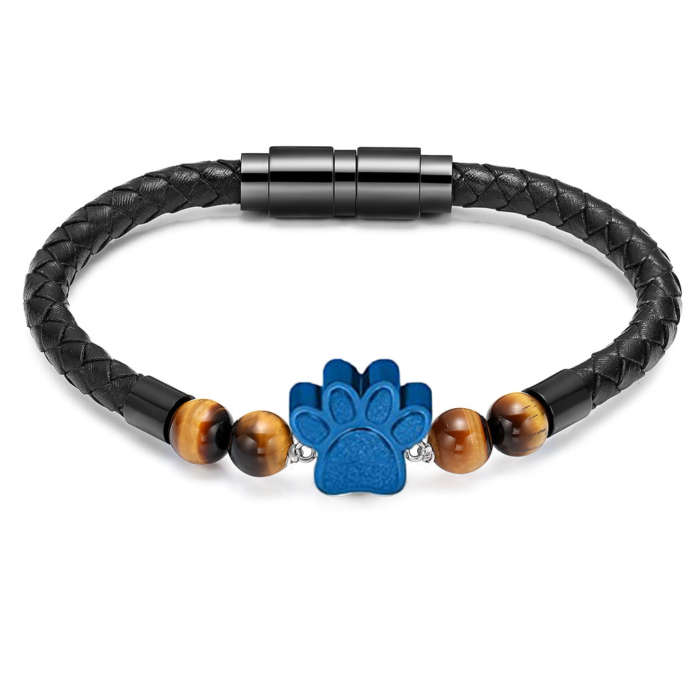 Paw Print Lava Stone Urn Bracelet for Ashes for Women Cremation Ashes Urn Bangle