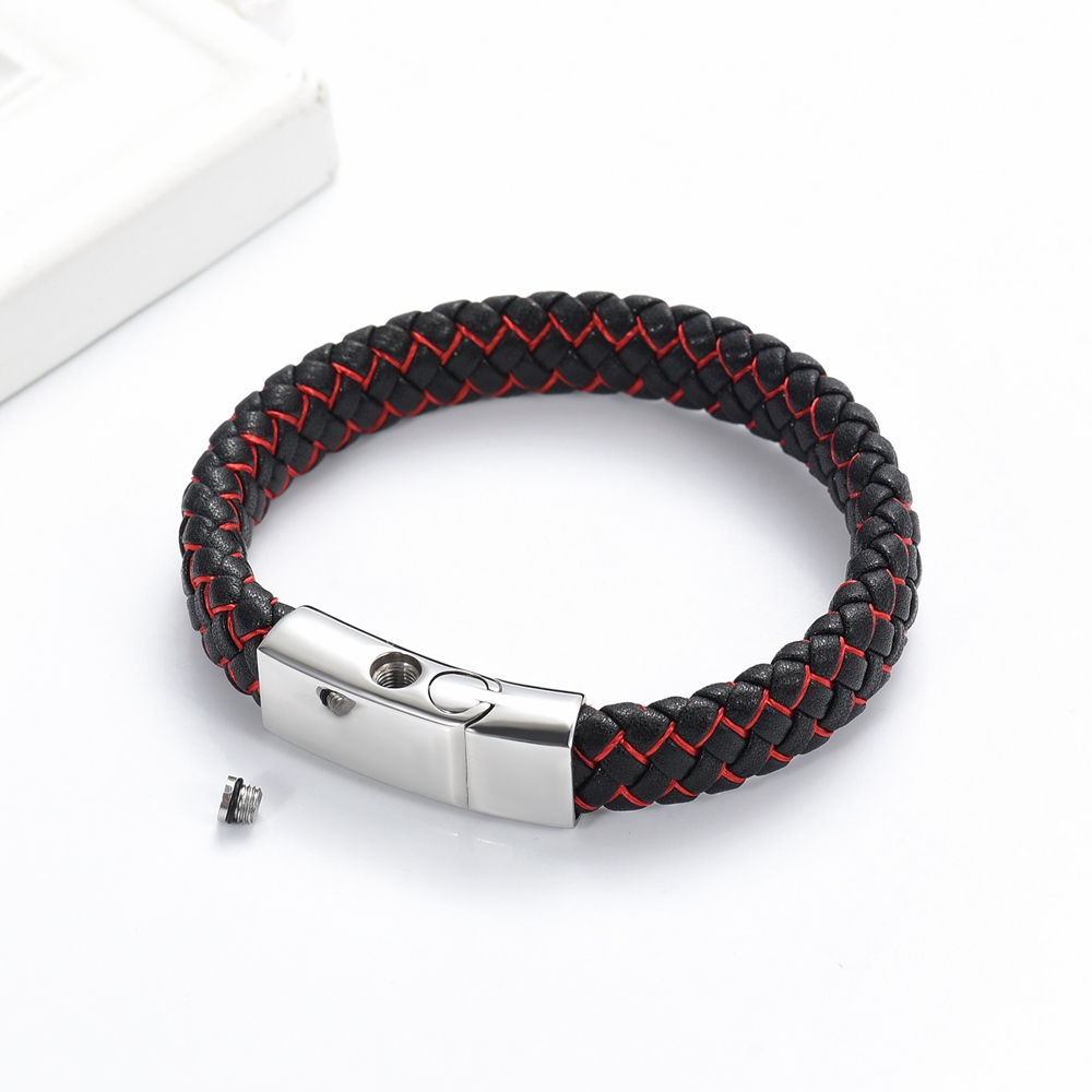 Men Braided Faux Leather Bracelet Ashes Urn Buckle Pet Human Memory Jewellery - Picture 16 of 29