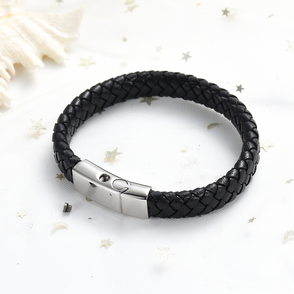 Men Braided Faux Leather Bracelet Ashes Urn Buckle Pet Human Memory Jewellery - Picture 21 of 29
